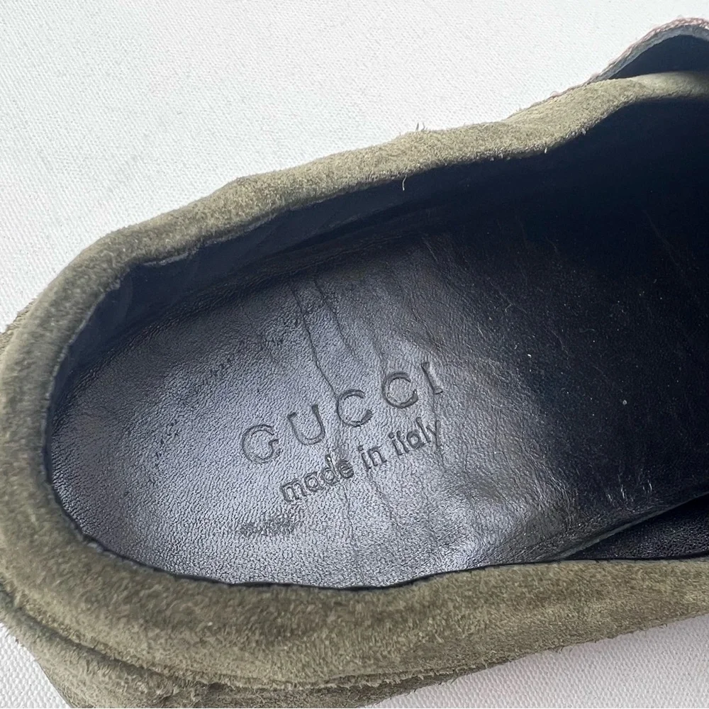 Gucci Olive Green Suede Loafers